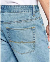 Asos Brand Denim Shorts In Long Length In Light Blue