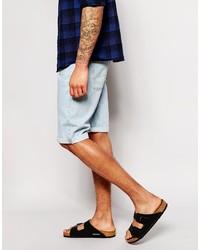Asos Brand Denim Shorts In Long Length With Bleach Wash