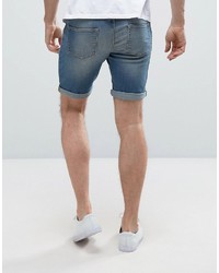 Asos Denim Shorts In Extreme Super Skinny Light Blue