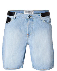 Each Other Jean Shorts With Leather Trim