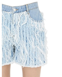 EACH X OTHER Frayed Cotton Denim Shorts