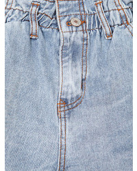 Elastic Waist Button Pocket Denim Shorts