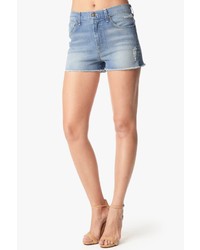 7 For All Mankind Extreme High Waist Distressed Short With Raw Hem In Light Sky 2