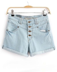 ChicNova High Waisted Denim Shorts With Rolled Cuffs