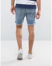 Selected Homme Denim Shorts With Rolled Hem And Stretch