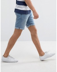 Selected Homme Denim Shorts With Rolled Hem And Stretch