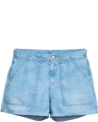 H&M Lyocell Shorts Light Denim Blue Ladies