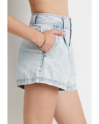 Forever 21 Pleated Mineral Wash Denim Shorts