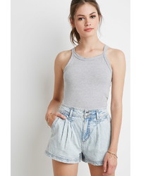 Forever 21 Pleated Mineral Wash Denim Shorts