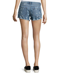 DL1961 Premium Denim Renee Bleached Spots Cutoff Denim Shorts Indigo
