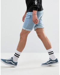 Pull&Bear Regular Fit Denim Shorts In Bleached Wash
