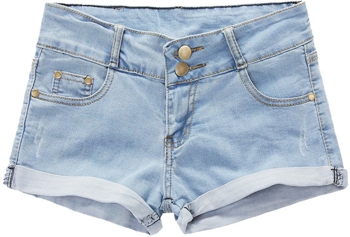 ChicNova Rolled Cuffs Washed Denim Shorts In Light Blue | Where to ...