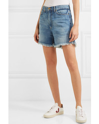 The Great The Easy Cut Off Frayed Denim Shorts