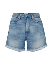 The Great The Easy Cut Off Frayed Denim Shorts