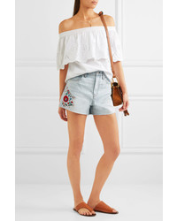 Madewell The Perfect Embroidered Denim Shorts Light Denim