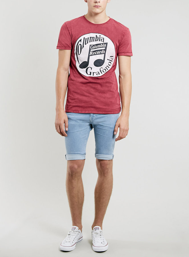 Topman Blue Vintage Spray On Shorts, $55 | Topman | Lookastic