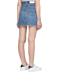 RE/DONE Blue High Rise Denim Miniskirt