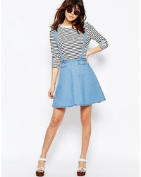 Asos Collection Denim Flippy Skirt With Suspenders