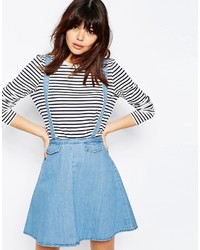 Asos Collection Denim Flippy Skirt With Suspenders