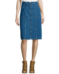 MiH Jeans Mih Jolla Zip Front Denim Skirt Blue Chambray