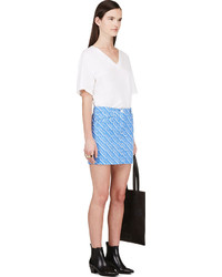 Kenzo Periwinkle And White Denim Skirt