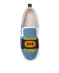 Gucci Denim Slip On Sneakers