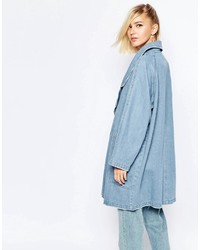 The Laden Showroom X Meekat Double Breasted Trench In Denim