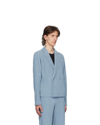 Homme Plissé Issey Miyake Blue Tailored Pleats 2 Double Breasted Blazer