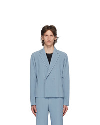 Homme Plissé Issey Miyake Blue Tailored Pleats 2 Double Breasted Blazer