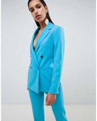 ASOS DESIGN Tailored Pop Blue Longline Double Breasted Blazer
