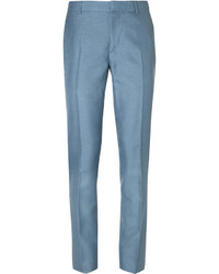 Alexander McQueen Blue Slim Fit Mohair And Silk Blend Suit Trousers