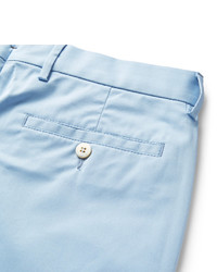 Caruso Blue Slim Fit Stretch Cotton Suit Trousers