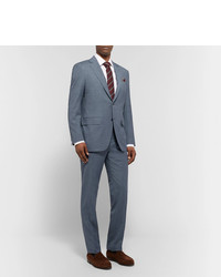 Canali Storm Blue Slim Fit Tapered Wool Suit Trousers