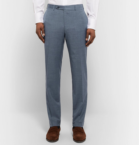 Canali Storm Blue Slim Fit Tapered Wool Suit Trousers, $249, MR PORTER