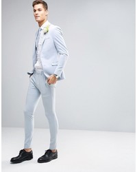 Asos Wedding Super Skinny Suit Pants In Soft Blue