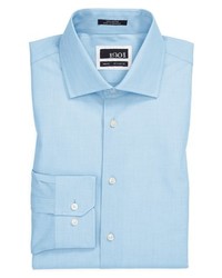 1901 Solid End On End Cotton Trim Fit Dress Shirt Light Blue 17 3233