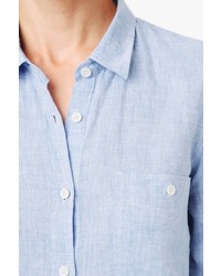 7 For All Mankind Slim Boyfriend Button Up Shirt In Light Blue