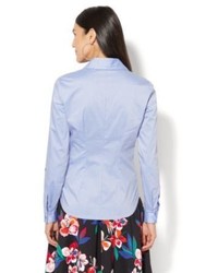 New York & Co. 7th Avenue Madison Stretch Shirt Embroidered Blue Streak