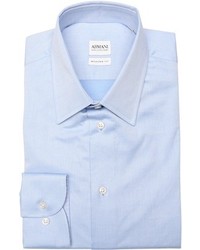 Giorgio Armani Armani Light Blue Stretch Cotton Blend Point Collar Dress Shirt