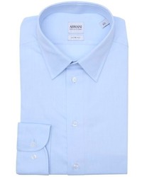 Armani Blue Cotton Point Collar Dress Shirt