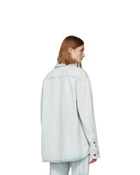 Off-White Blue Denim Oversized Bleach Diag Shirt