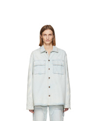 Off-White Blue Denim Oversized Bleach Diag Shirt