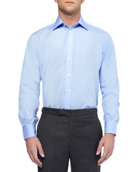 Turnbull & Asser Blue Double Cuff Cotton Shirt