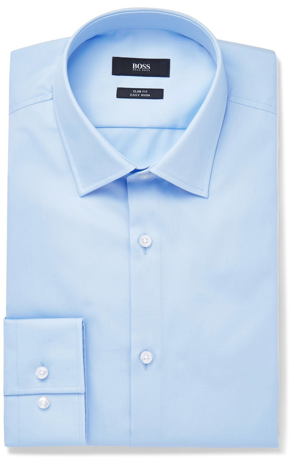 Hugo Boss Blue Jenno Slim Fit Cotton Oxford Shirt, $118 | MR PORTER ...