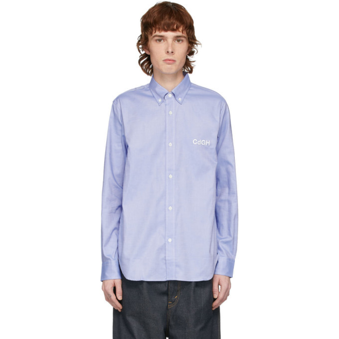 Comme des Garcons Homme Blue Logo Oxford Shirt, $159 | SSENSE | Lookastic