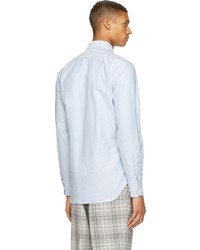 Thom Browne Blue Oxford Striped Collar Shirt