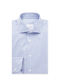 Brioni Blue Slim Fit Cotton Shirt