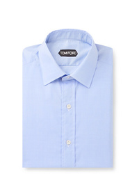 Tom Ford Blue Slim Fit Prince Of Wales Checked Cotton Shirt