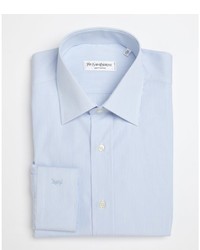 Yves Saint Laurent Blue Stripe Long Sleeve Button Down Point Collar Dress Shirt