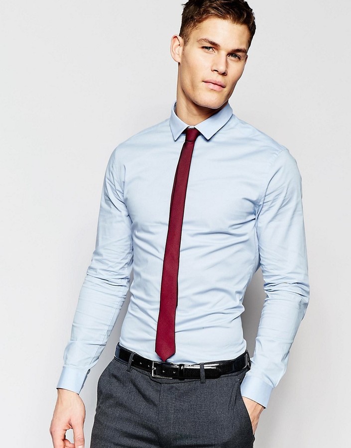 mens blue shirt with tie